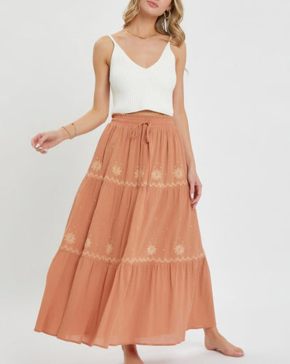 Embroidery Maxi Skirt